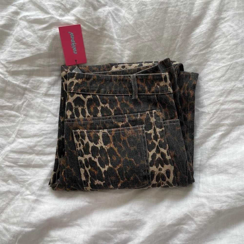 Edikted Leopard Print Jeans in Brown and Black